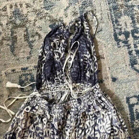 Free People Beach Day Mini Dress in Blue & White/ Ivory - Picture 5 of 6